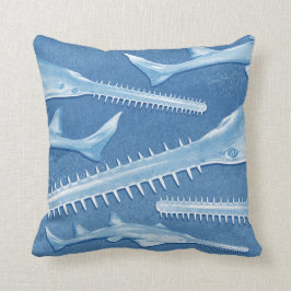 Blaues Smalltooth Sawfish-Wurfs-Kissen Kissen