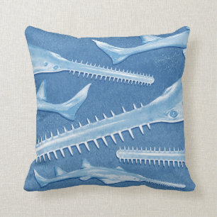 Blaues Smalltooth Sawfish-Wurfs-Kissen Kissen