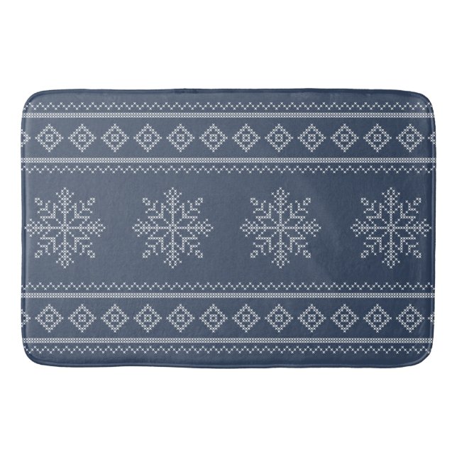 Blaues Snowflake Weihnachtsdesign Badematte (Vorderseite)