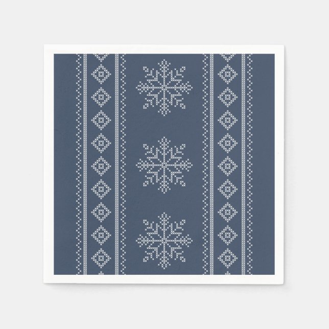 Blaues Snowflake Weihnachtsdesign Serviette (Vorderseite)