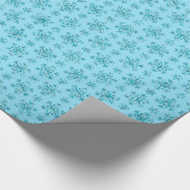 Blaues Snowflakes-GIFT-PAPIER Geschenkpapier (Ecke)