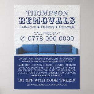 Blaues Sofa, Werbung für ein Unternehmen Poster