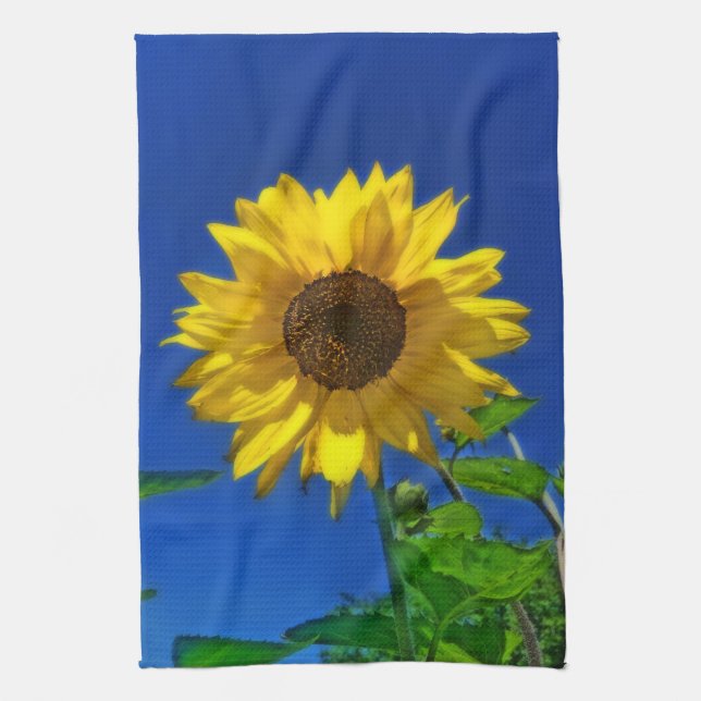 Blaues Sonnenblume-Geschirrtuch Mais-'N Küchentuch (Vertikal)