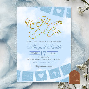 Blaues spanisches Stück Himmel Baby Shower Einladung