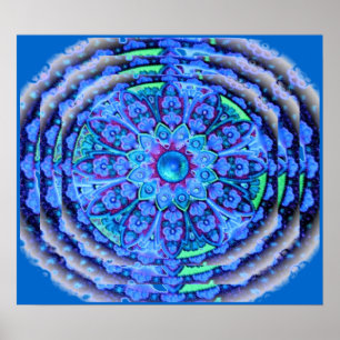 Blaues Spitze-Mandala-Plakat Poster