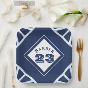 Blaues Sportthemen-Papiertablett Pappteller