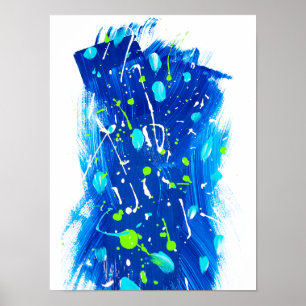 Blaues Spritzen gemalter Originalvorlage-Spritzer Poster