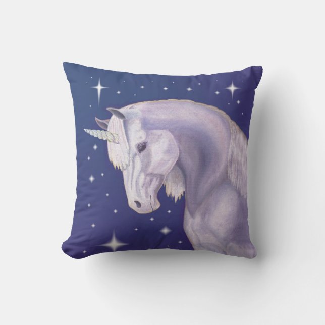 Blaues Starry Einicorn Kissen (Vorderseite)