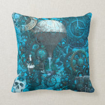 Blaues Steampunkkissen Kissen
