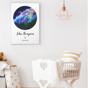 Blaues Sternbild Steinbock Horoskop-Sternzeichen-G Poster