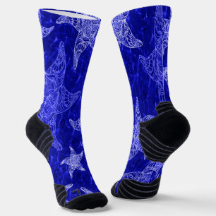 Blaues Sternenfisch-Muster Socken