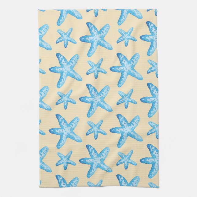 Blaues Sternfisch-Muster Handtuch (Vertikal)