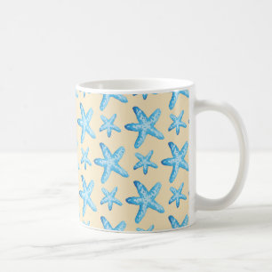 Blaues Sternfisch-Muster Kaffeetasse