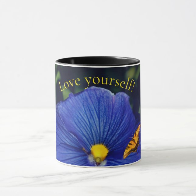 Blaues Stiefmütterchen Veilchen Tasse (Zentrum)