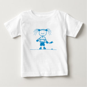 BLAUES Stock-Hockey-Kleinkind-lange Hülse Baby T-shirt