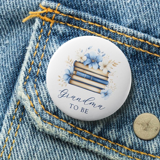 Blaues Storybook-Baby-Shower Oma-wird Button (Von Creator hochgeladen)