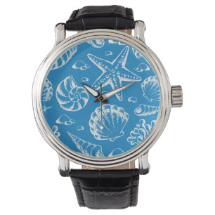 Blaues Strand-Muster Armbanduhr