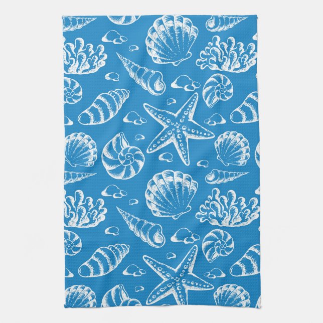 Blaues Strand-Muster Handtuch (Vertikal)