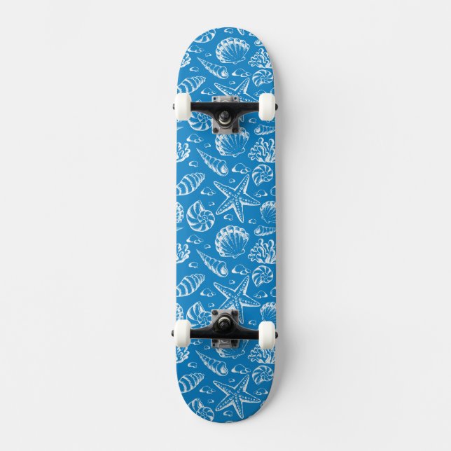 Blaues Strand-Muster Skateboard (Vorderseite)