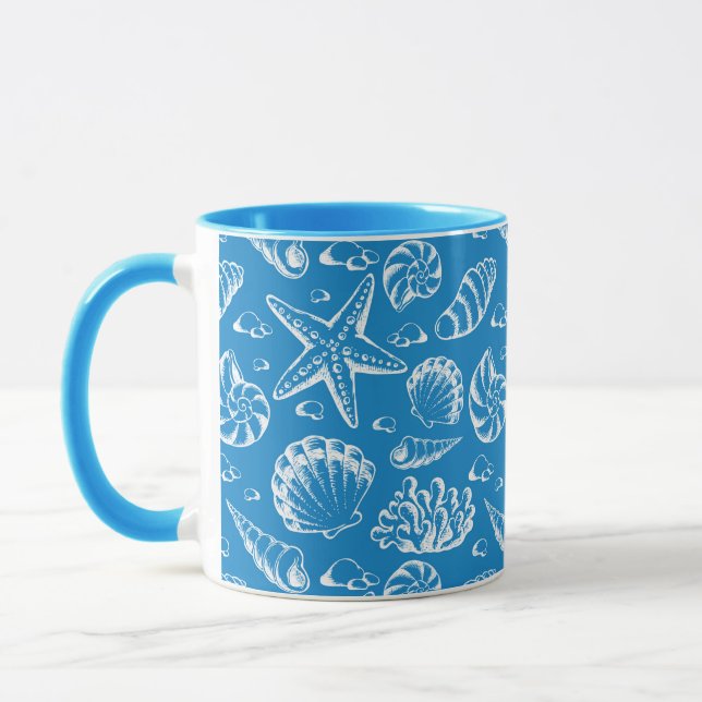 Blaues Strand-Muster Tasse (Links)