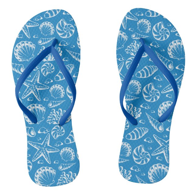 Blaues Strandmuster Flip Flops (Fußbett)