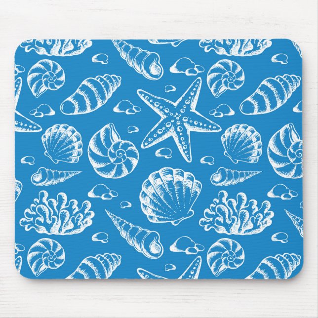 Blaues Strandmuster Mousepad (Vorne)