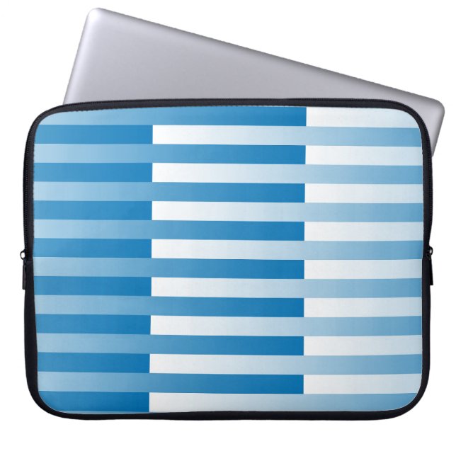 Blaues Streifen-Muster Laptopschutzhülle (Vorderseite)