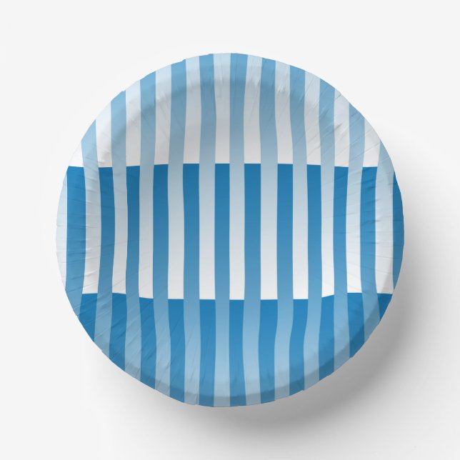 Blaues Streifen-Muster Pappteller (Vorderseite)