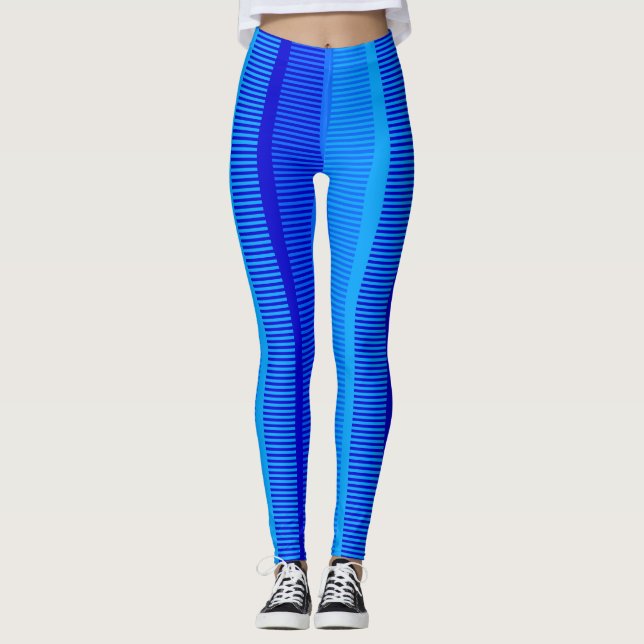 Blaues Streifenmuster Leggings (Vorderseite)