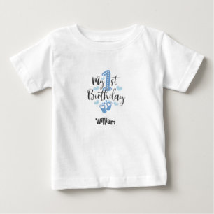 Blaues T-Shirt für Babys zum ersten Geburtstag mit