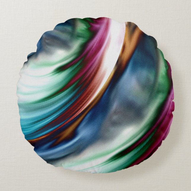 Blaues Tal Whirlwind Regenbogen Rundes Kissen (Vorderseite)