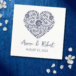 Blaues Talavera-Herz Serviette