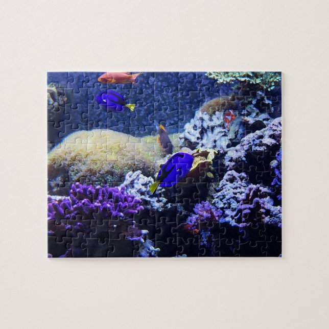 Blaues Tang-Fisch-Malerei-Puzzlespiel (Horizontal)