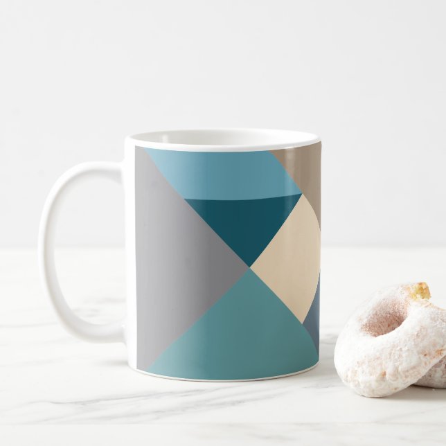 Blaues Tangram Muster Kaffeetasse (Mit Donut)