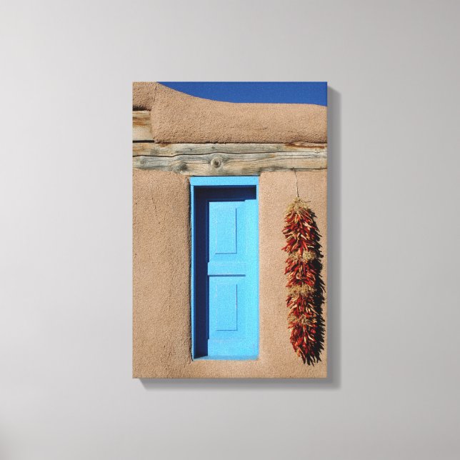 Blaues Taos-Fenster Leinwanddruck (Vorderseite)