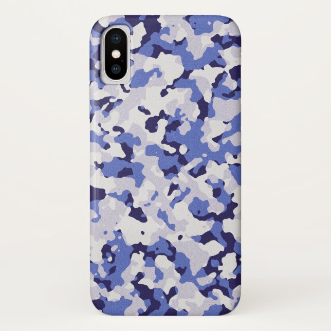 Blaues Tarnmuster Case-Mate iPhone Hülle (Rückseite)