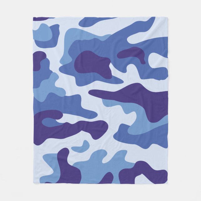 Blaues Tarnmuster Fleecedecke (Vorderseite)