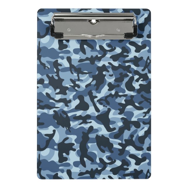 Blaues Tarnmuster  Mini Klemmbrett (Vorderseite)