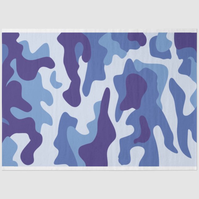 Blaues Tarnmuster Seidenpapier (Vorderseite)