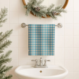 Blaues Tartan-Handtuch – Gelbes Akzent-Geschenk fü Badhandtuch Set