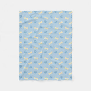 Blaues Tatzen-Druck-Knochen-Muster Fleecedecke