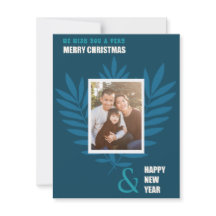 Blaues Teal-Familienbild Rahmen Weihnachten Feiert