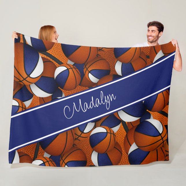 Blaues Team färbt Basketballkörbe für Mädchen Fleecedecke (Beispiel)