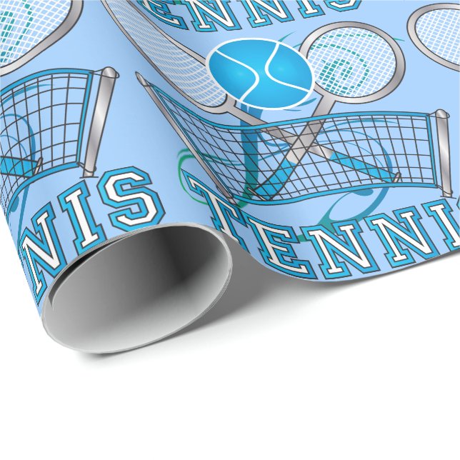 Blaues Tennisball-Spiel Geschenkpapier (Rolleneckpunkt)