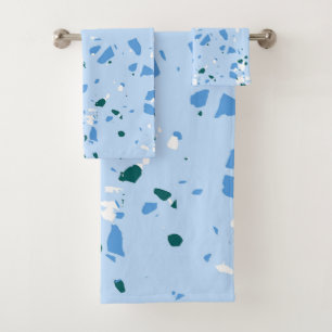 Blaues Terrazzo-Muster Badhandtuch Set