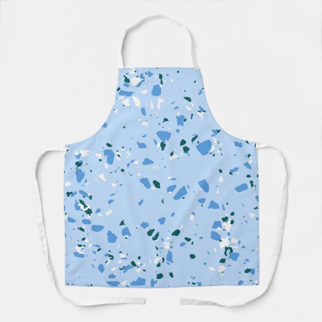 Blaues Terrazzo-Muster Schürze (Vorderseite)