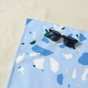 Blaues Terrazzo-Muster Strandtuch