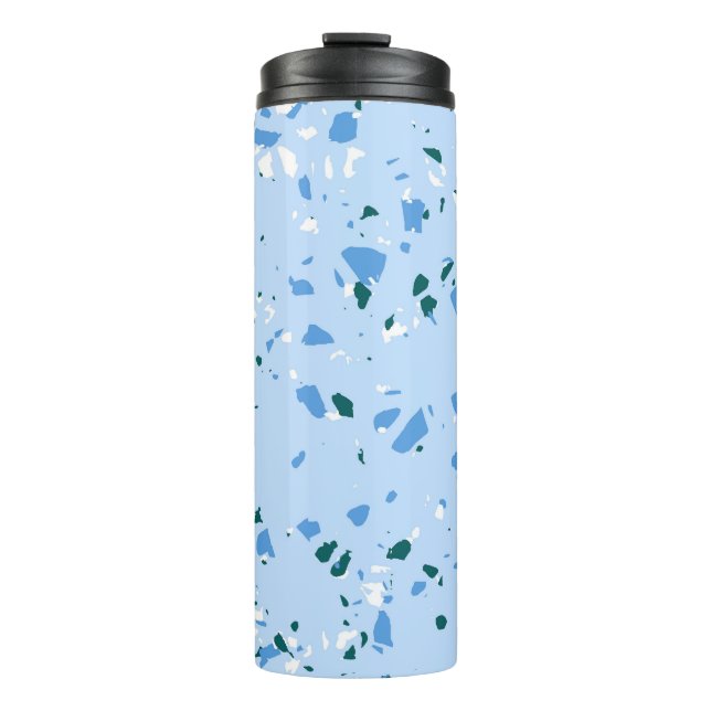 Blaues Terrazzo-Muster Thermosbecher (Vorderseite)