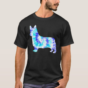 Blaues Tie Dye Corgi Hund Hippie Frieden Tier Männ T-Shirt