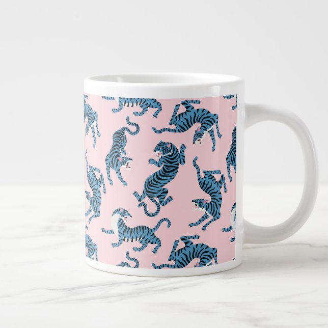 Blaues Tiger-asiatisches Muster Jumbo-Tasse (Rechts)
